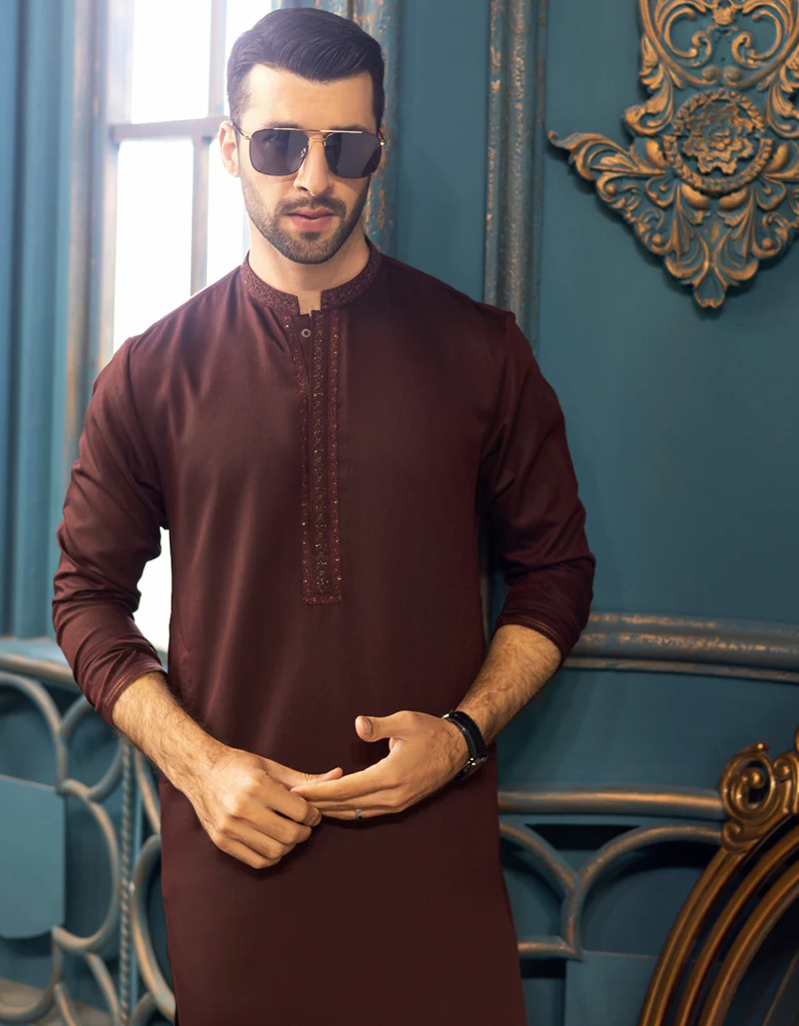 MAROON BLENDED KURTA | JJK-S-US-32550/S22/JJ7610-FL - Image 3
