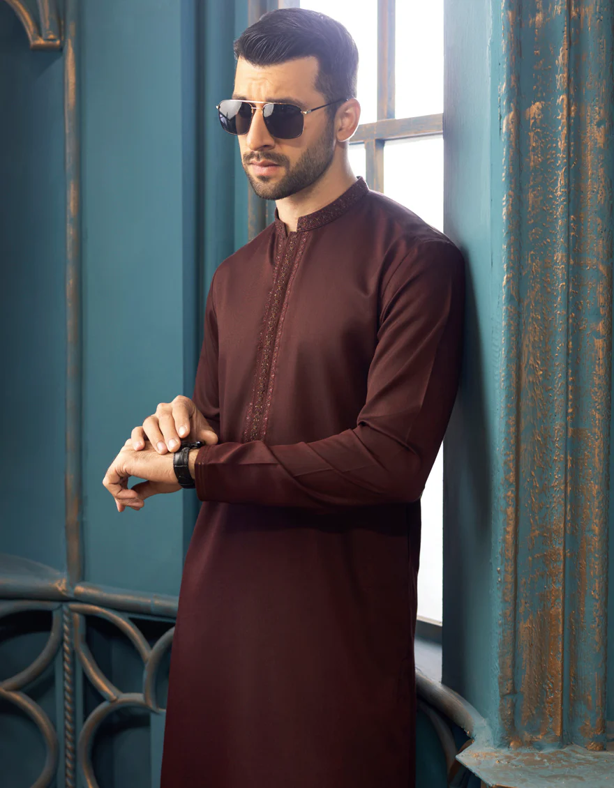 MAROON BLENDED KURTA | JJK-S-US-32550/S22/JJ7610-FL - Image 4