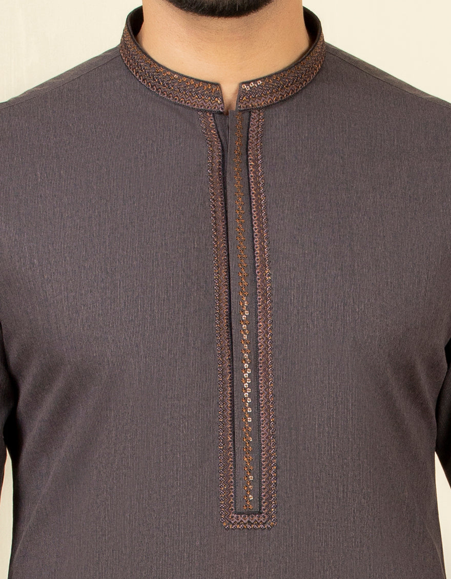 BROWN BLENDED KURTA | JJK-S-US-32559/S22/JJ7628-SF - Image 2