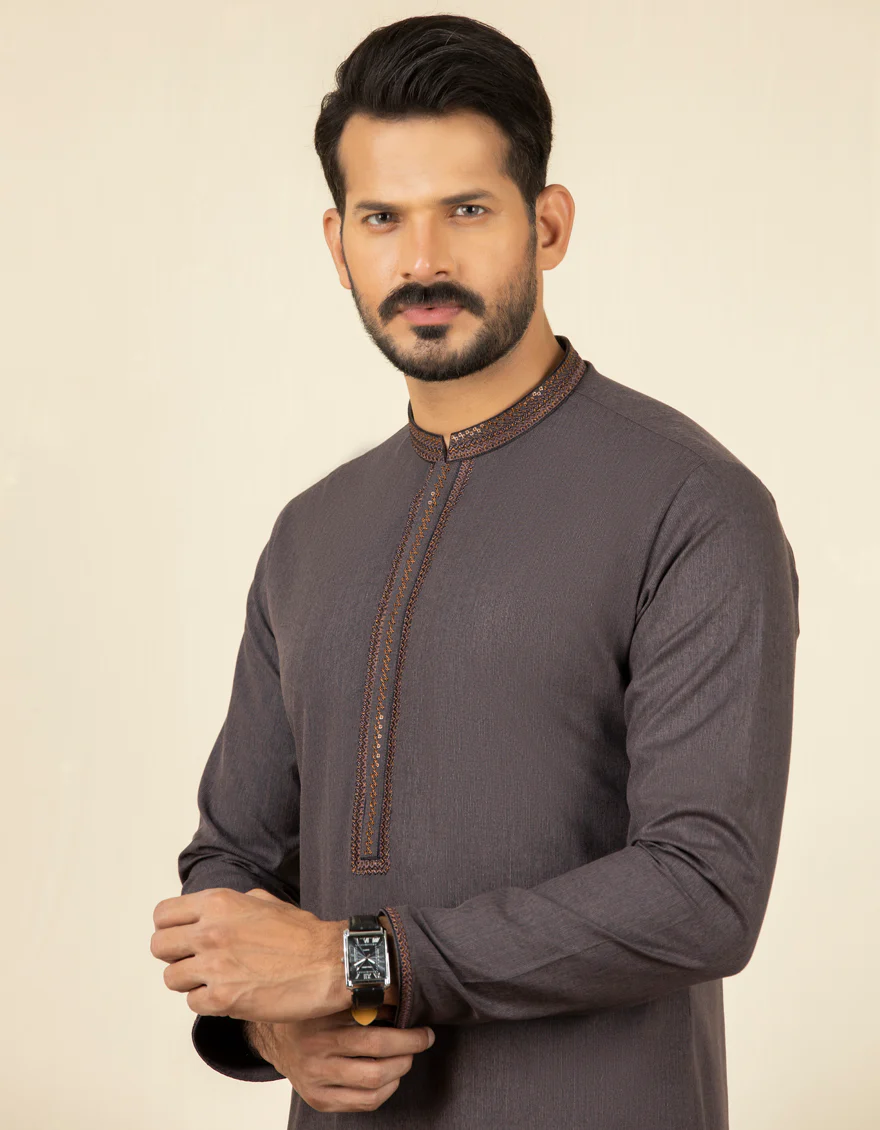 BROWN BLENDED KURTA | JJK-S-US-32559/S22/JJ7628-SF - Image 3