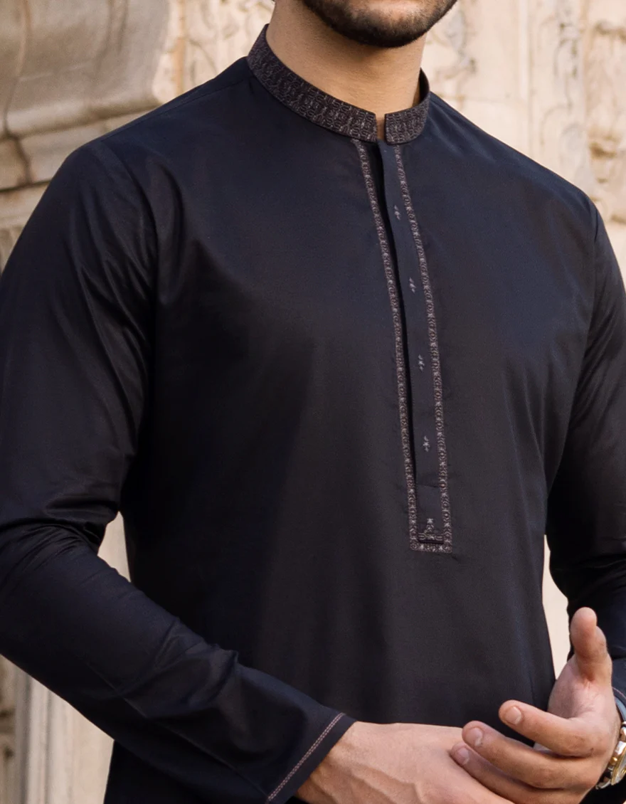 BLACK COTTON KURTA | JJK-S-US-32561/S22/JJ7546-SF - Image 2