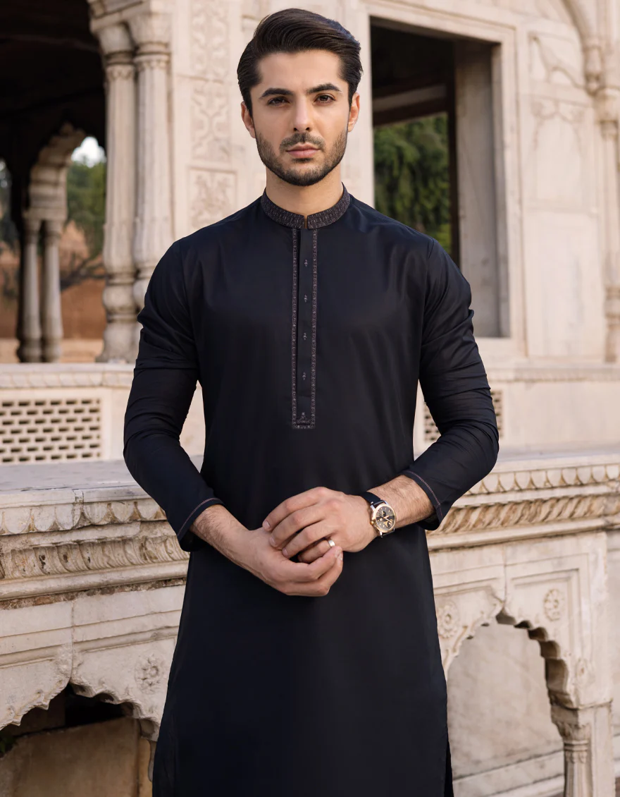 BLACK COTTON KURTA | JJK-S-US-32561/S22/JJ7546-SF - Image 3