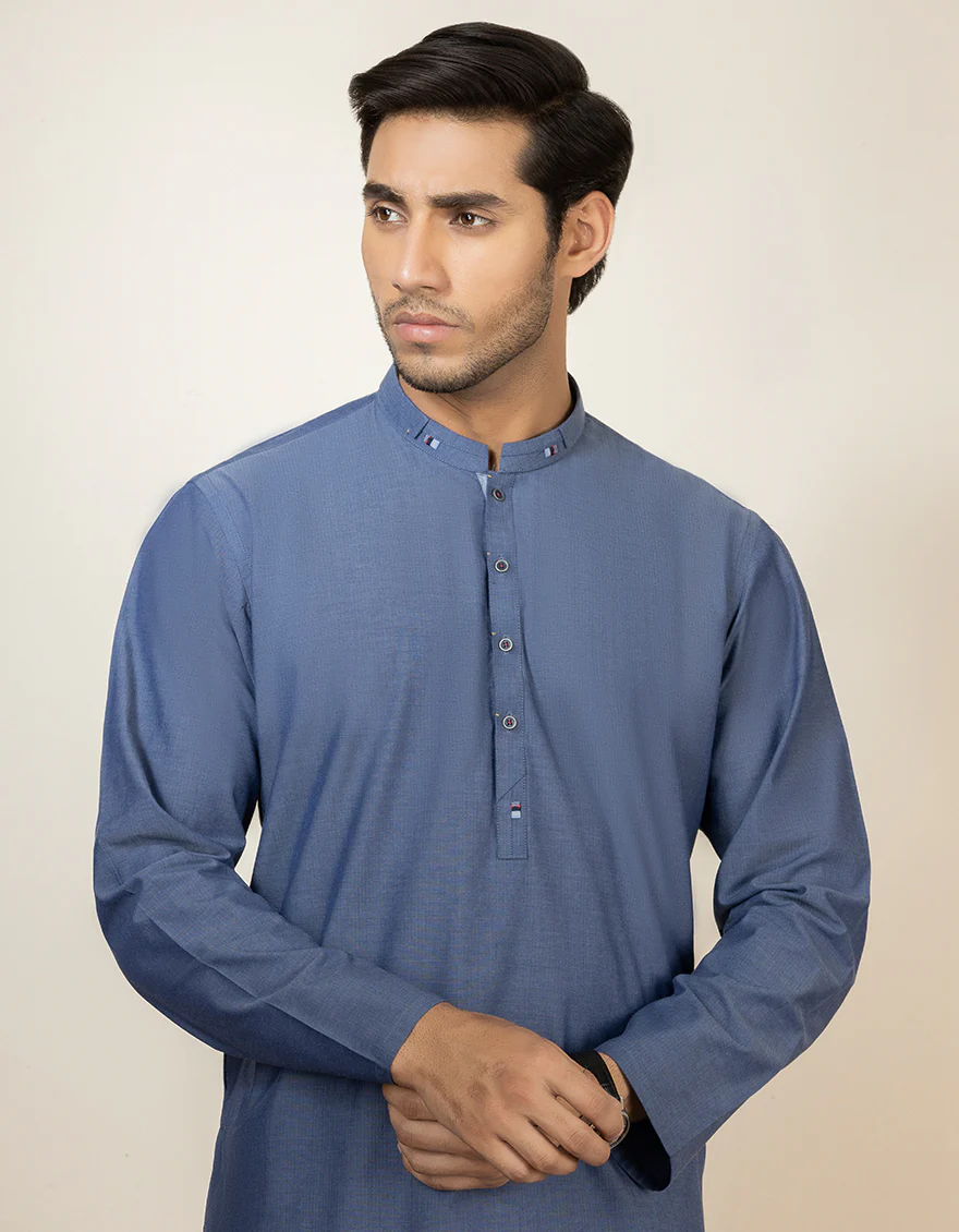 PIGEON BLUE BLENDED KURTA | JJK-S-US-32567/S22/JJ7637-CL - Image 2