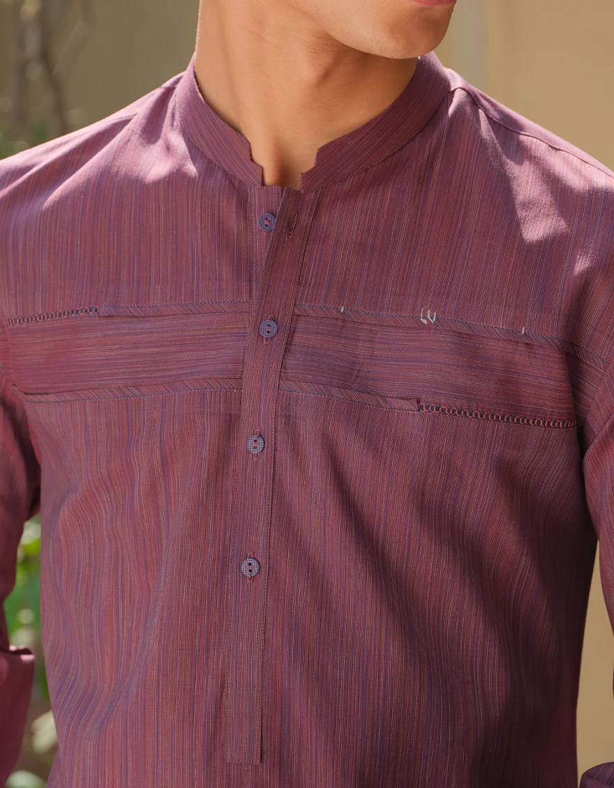 PLUM COTTON KURTA | JJK-S-US-32568/S22/JJ7116-CL - Image 2