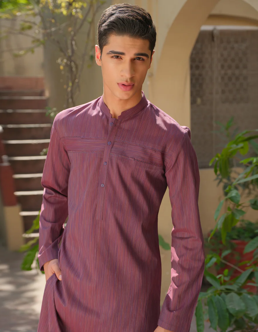 PLUM COTTON KURTA | JJK-S-US-32568/S22/JJ7116-CL - Image 4
