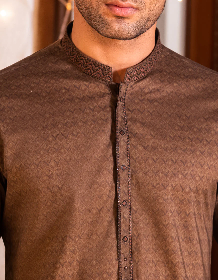 BROWN COTTON KURTA | JJK-S-US-32589/S22/JJ7546-SF - Image 2
