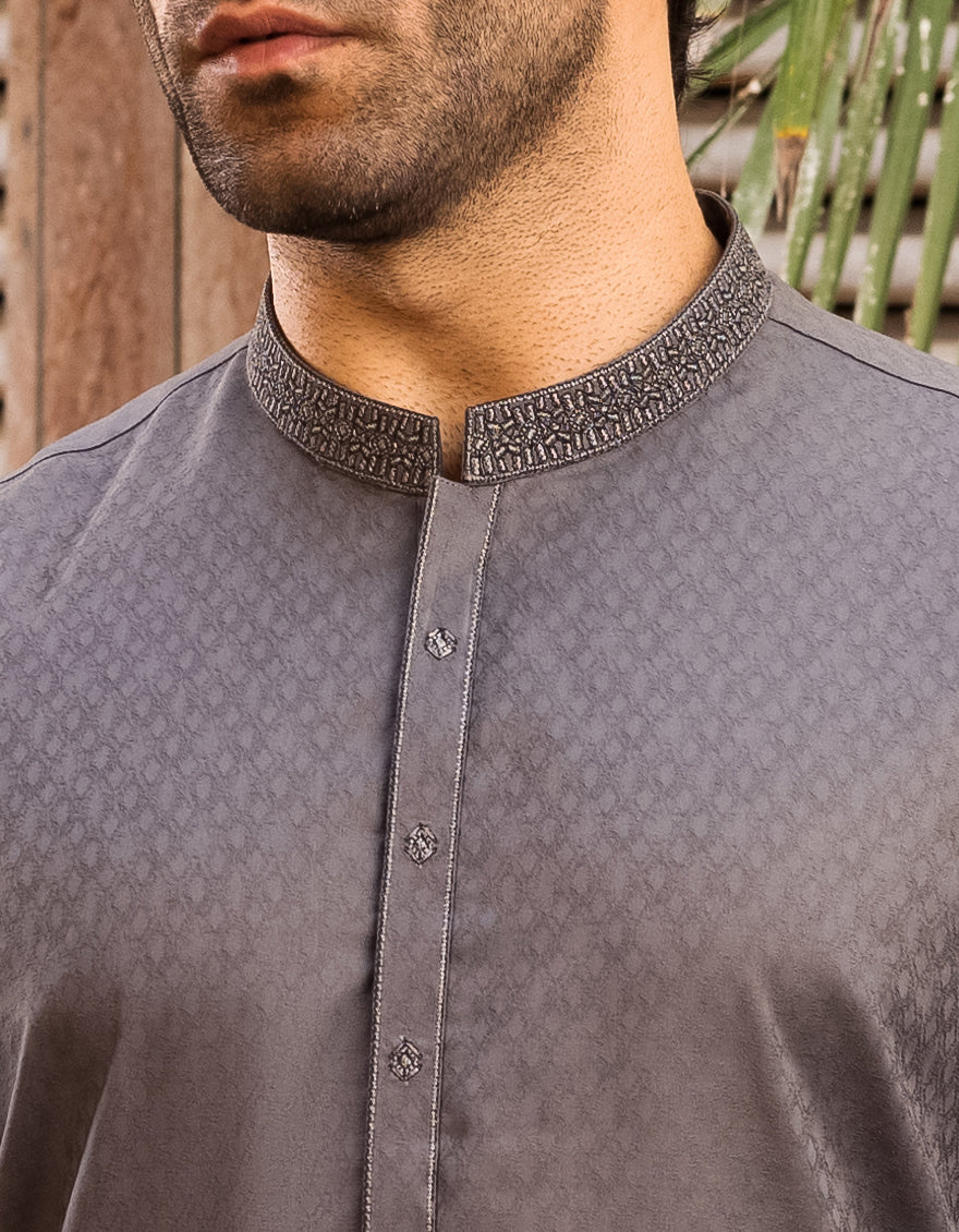 GREY COTTON KURTA | JJK-S-US-32590/S22/JJ8187-SF - Image 2