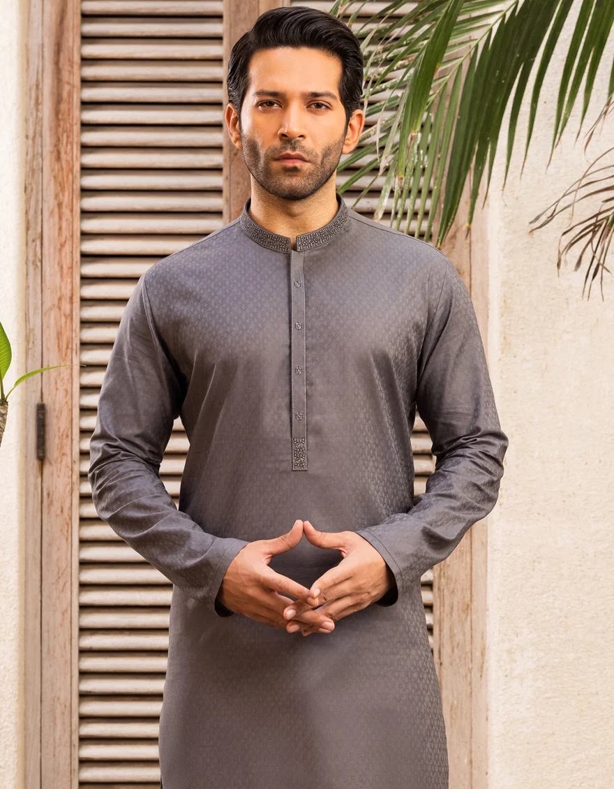 GREY COTTON KURTA | JJK-S-US-32590/S22/JJ8187-SF - Image 3