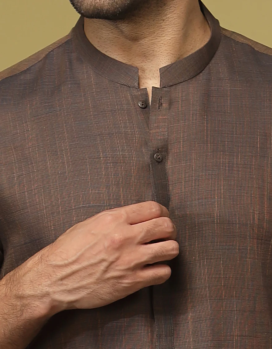 BROWN COTTON KURTA | JJK-S-US-32596/S22/JJ7612-PN - Image 2