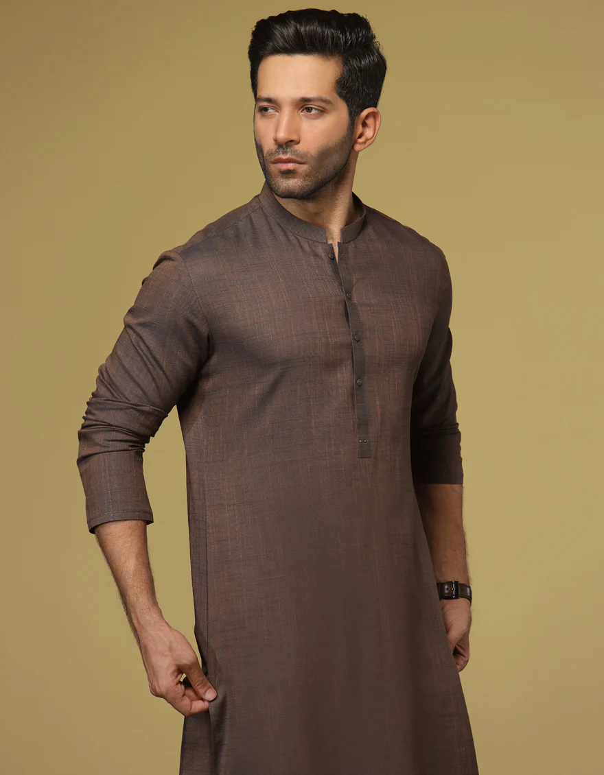 BROWN COTTON KURTA | JJK-S-US-32596/S22/JJ7612-PN - Image 3