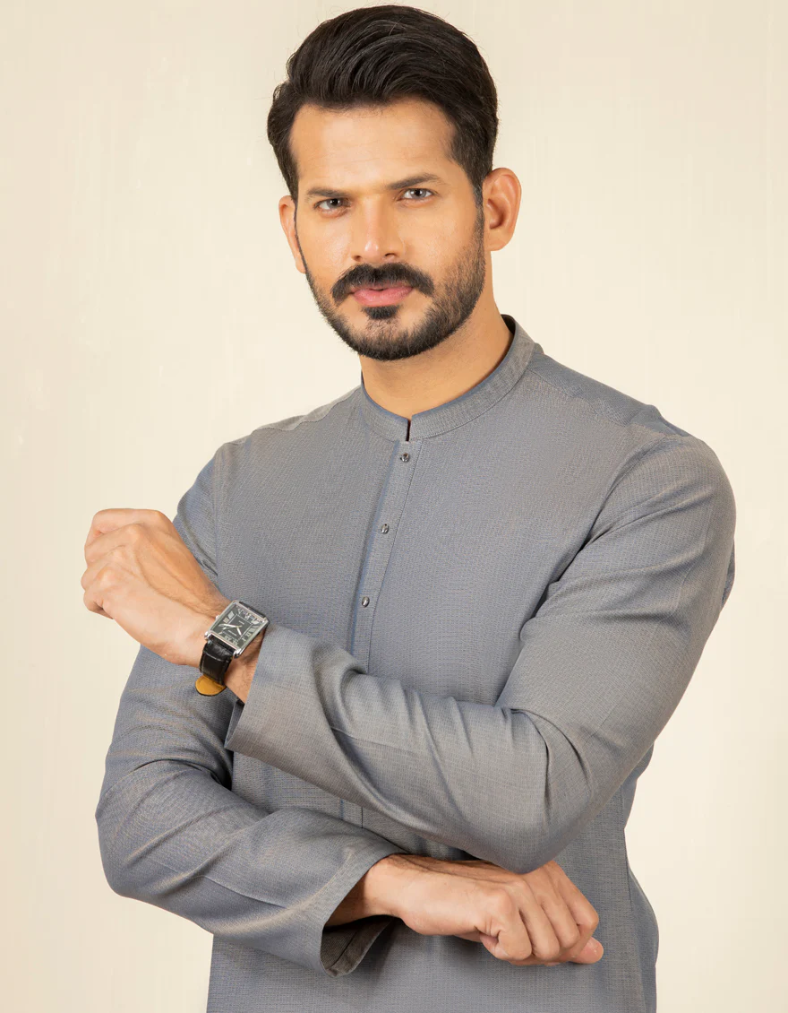 WOOD GREY COTTON KURTA | JJK-S-US-32597/S22/JJ8194-PN - Image 4
