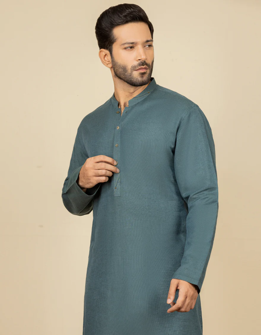 GREEN BLENDED KURTA | JJK-S-US-32628/S22/JJ8177-CL - Image 3