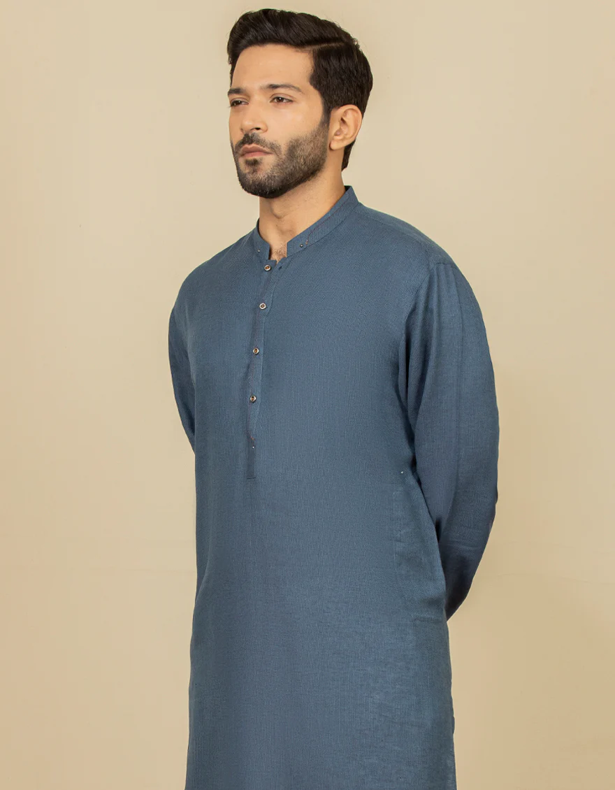 BLUE BLENDED KURTA | JJK-S-US-32629/S22/JJ8177-CL - Image 3