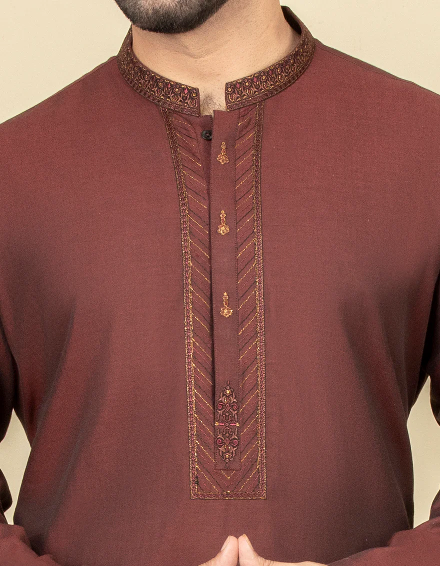 MAROON COTTON KURTA | JJK-S-US-32635/S22/JJ8251-FL - Image 2