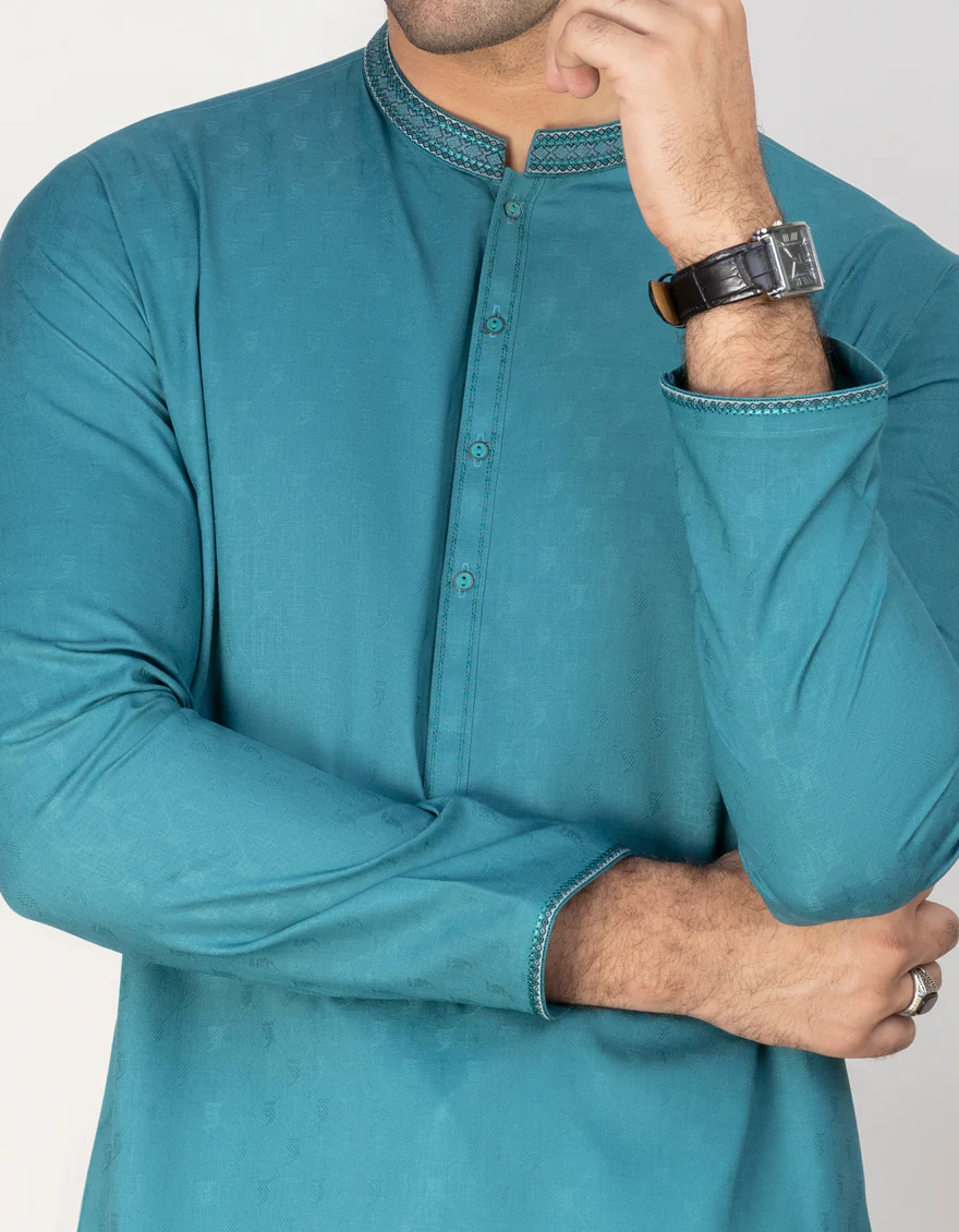 AQUA GREEN BLENDED KURTA | JJK-S-US-32698/S23/JJ8629-SF - Image 3
