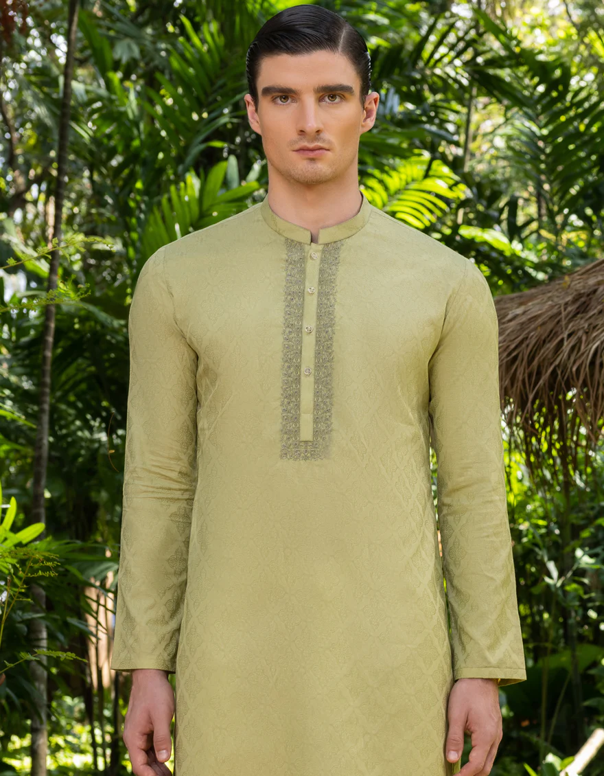 LIME GREEN COTTON KURTA | JJK-S-US-32706/S23/JJ8679-SF - Image 3