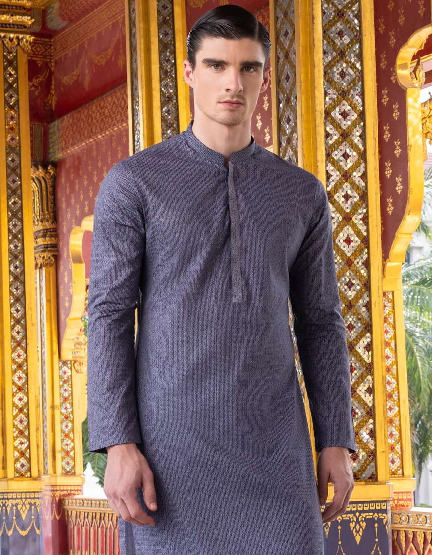 BLUE COTTON KURTA | JJK-S-US-32708/S23/JJ8771-SF - Image 3