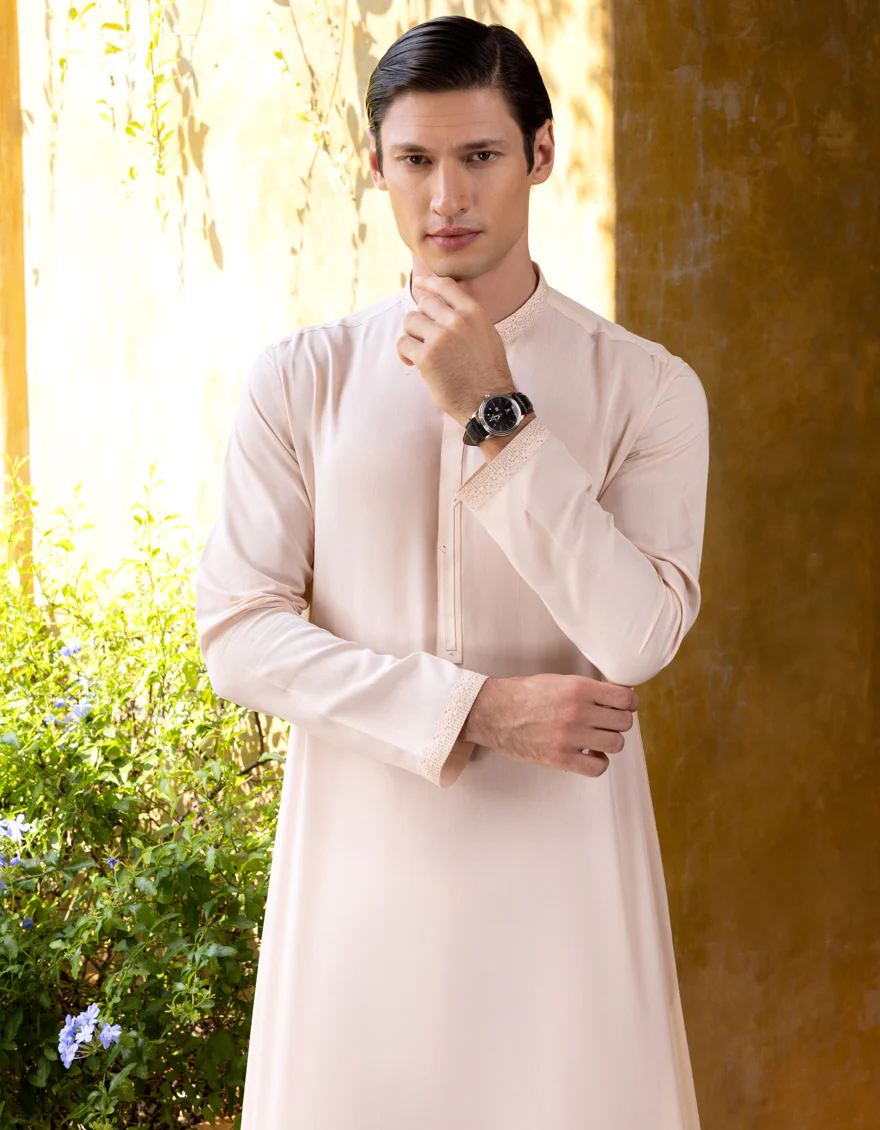 POWDER PINK BLENDED KURTA | JJK-S-US-32713/S23/JJ8719-SF - Image 3