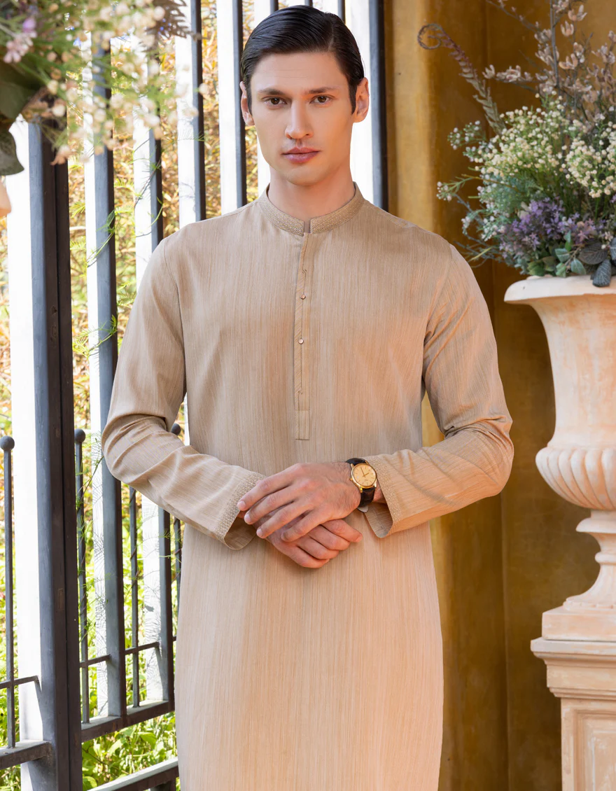 BEIGE BLENDED KURTA | JJK-S-US-32714/S23/JJ8719-SF - Image 3