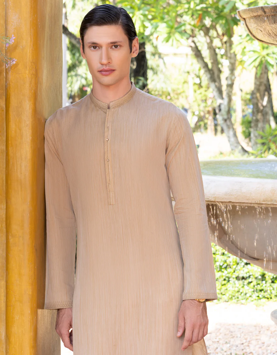 BEIGE BLENDED KURTA | JJK-S-US-32714/S23/JJ8719-SF - Image 4