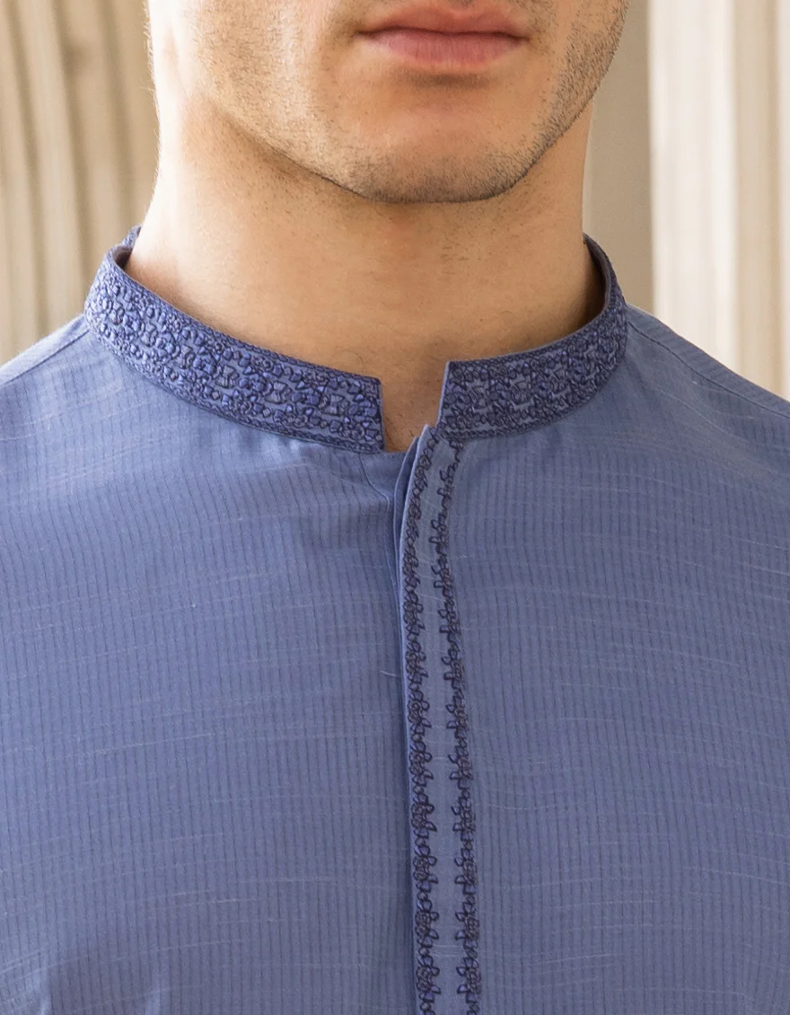 PIGEON BLUE BLENDED KURTA | JJK-S-US-32717/S23/JJ8894-SF - Image 2