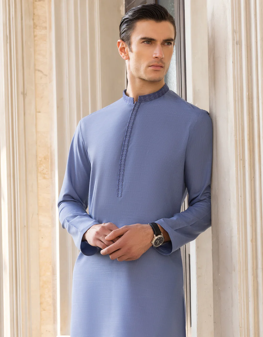 PIGEON BLUE BLENDED KURTA | JJK-S-US-32717/S23/JJ8894-SF - Image 3