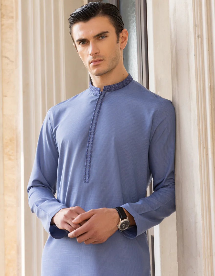 PIGEON BLUE BLENDED KURTA | JJK-S-US-32717/S23/JJ8894-SF - Image 4