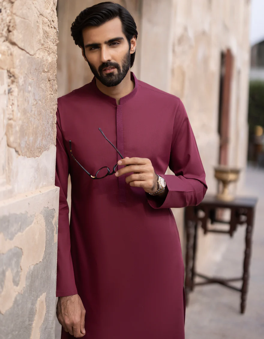 MAROON BLENDED KURTA | JJK-S-US-32720/S23/JJ8284-SF - Image 2