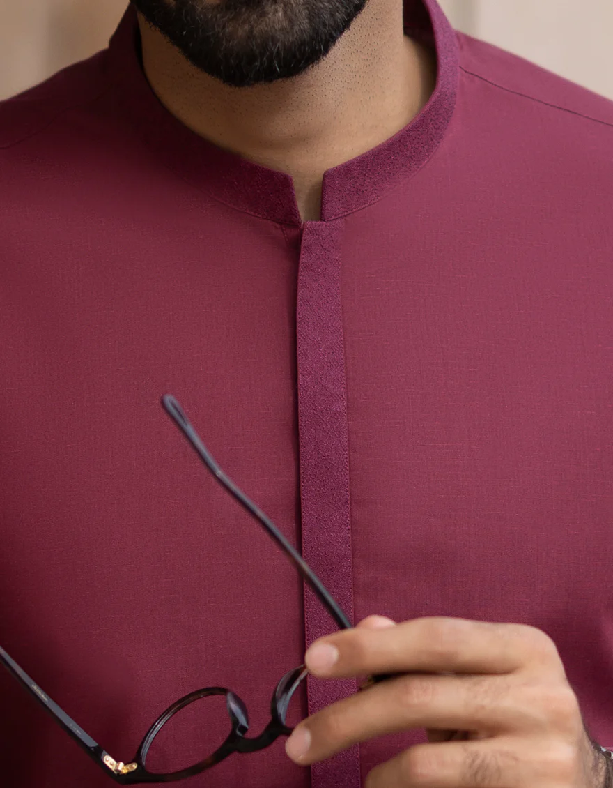 MAROON BLENDED KURTA | JJK-S-US-32720/S23/JJ8284-SF - Image 3
