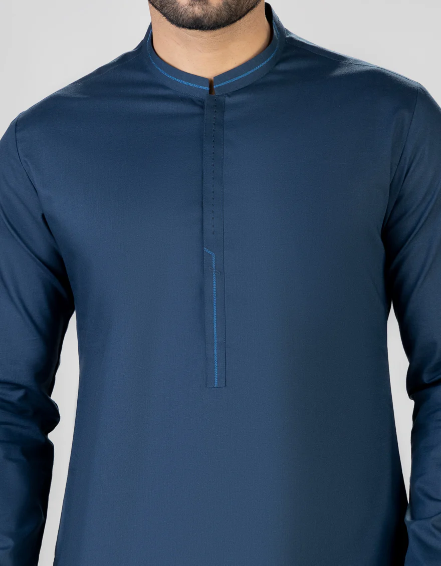 DARK BLUE BLENDED KURTA | JJK-S-US-32721/S23/JJ8284-PN - Image 2
