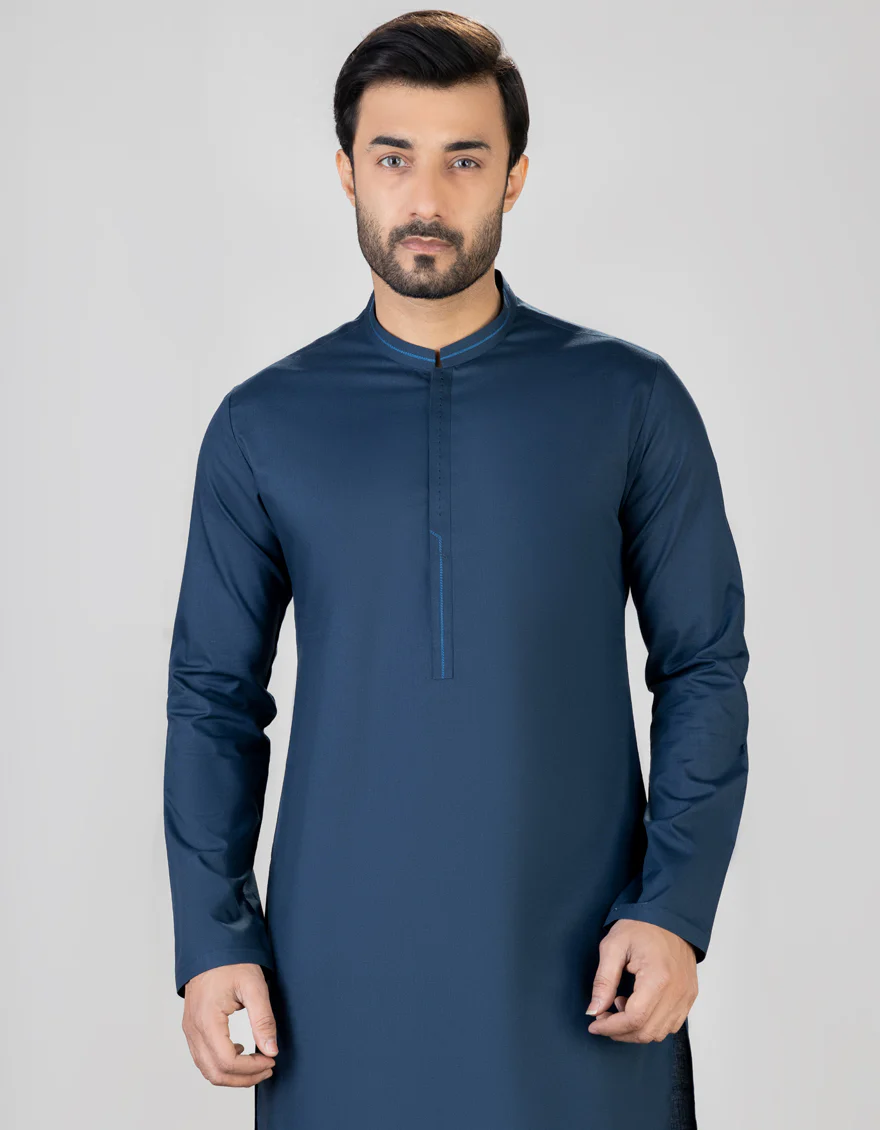 DARK BLUE BLENDED KURTA | JJK-S-US-32721/S23/JJ8284-PN - Image 3