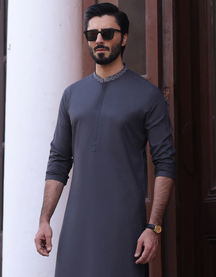 DARK GREY BLENDED KURTA | JJK-S-US-32734/S23/JJ8386-SF - Image 2