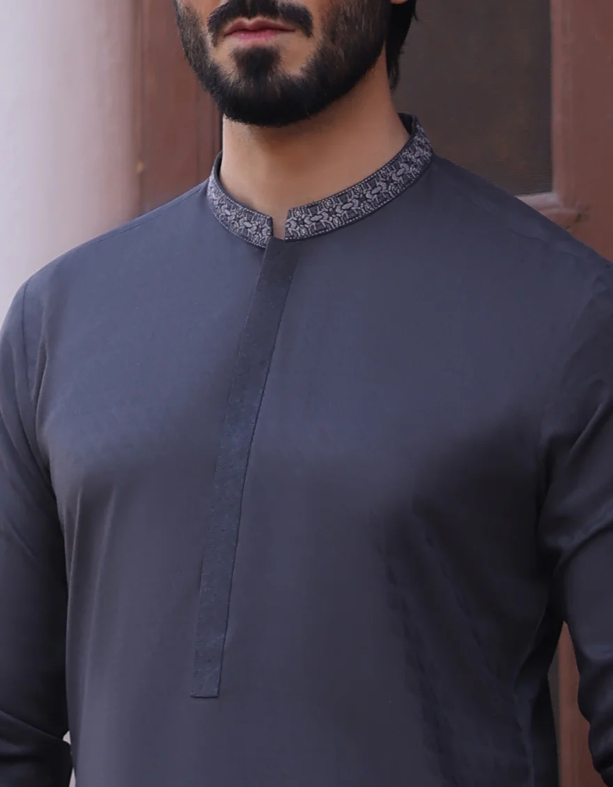 DARK GREY BLENDED KURTA | JJK-S-US-32734/S23/JJ8386-SF - Image 3