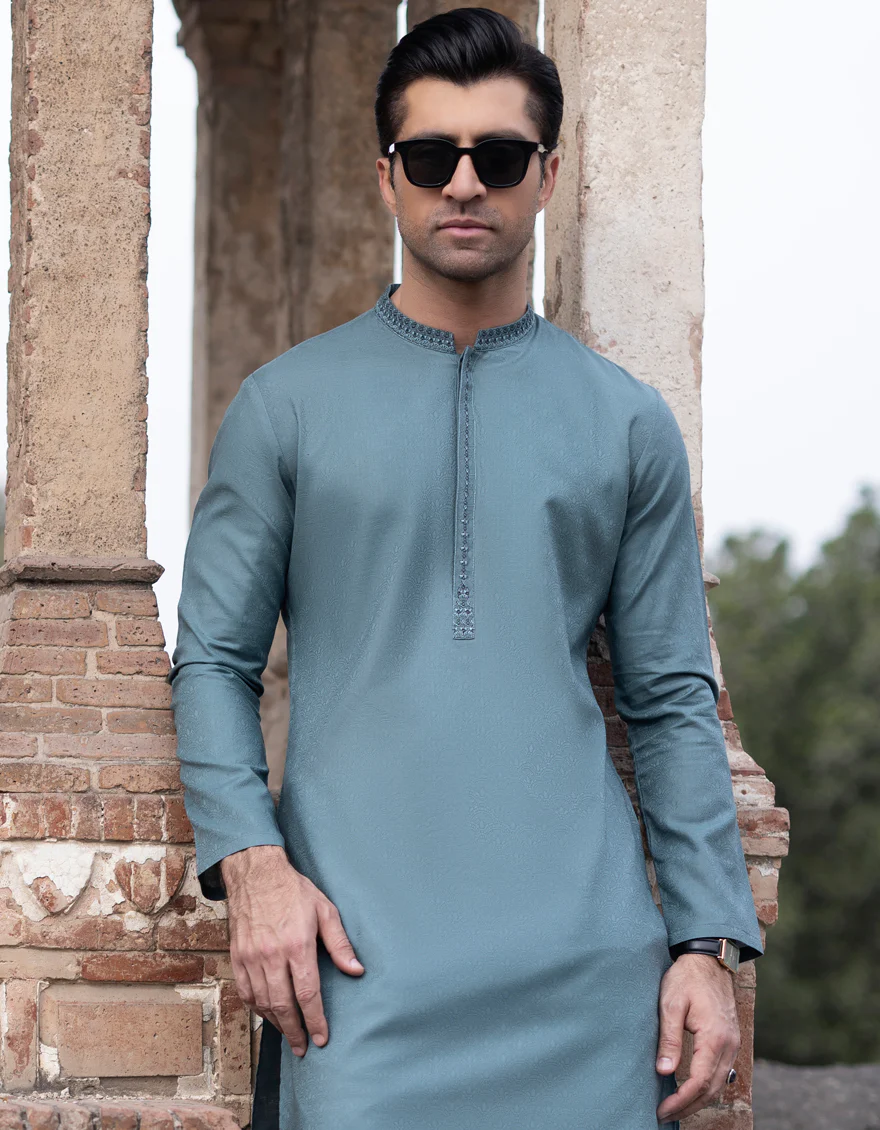 GREEN COTTON KURTA | JJK-S-US-32738/S23/JJ8750-SF - Image 2