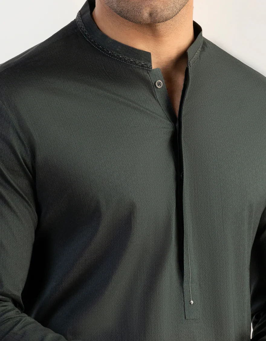 GREEN COTTON KURTA | JJK-S-US-32744/S23/JJ8771-SF - Image 2