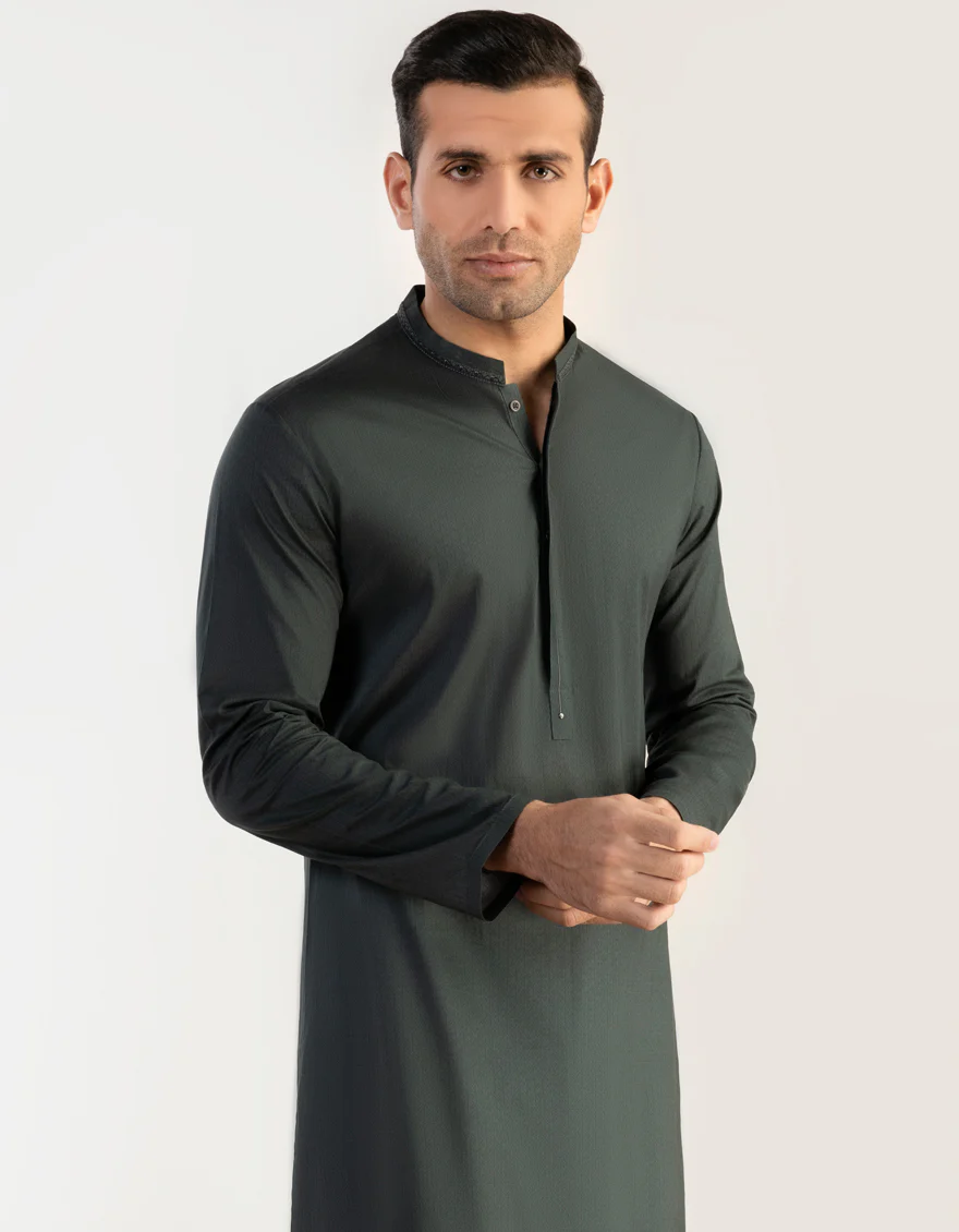 GREEN COTTON KURTA | JJK-S-US-32744/S23/JJ8771-SF - Image 3