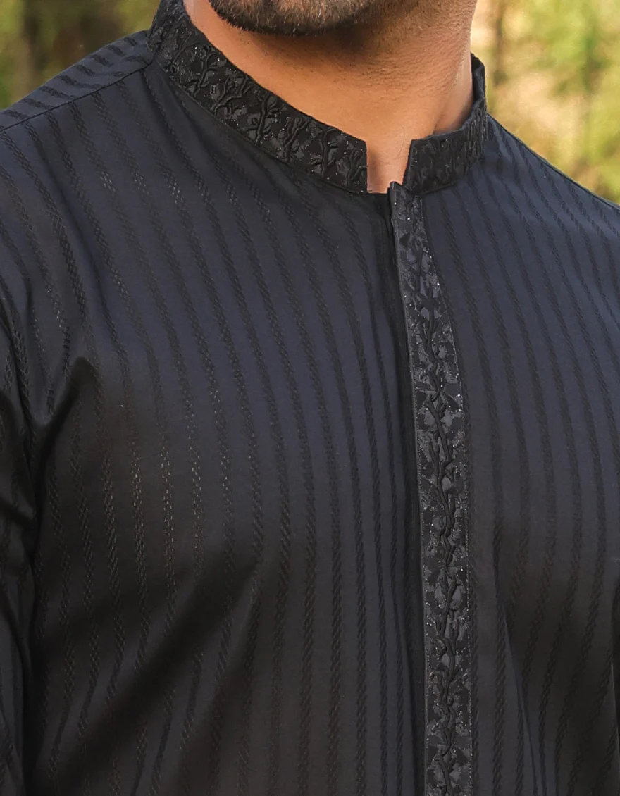 BLACK COTTON KURTA | JJK-S-US-32754/S23/JJ8898-SF - Image 2