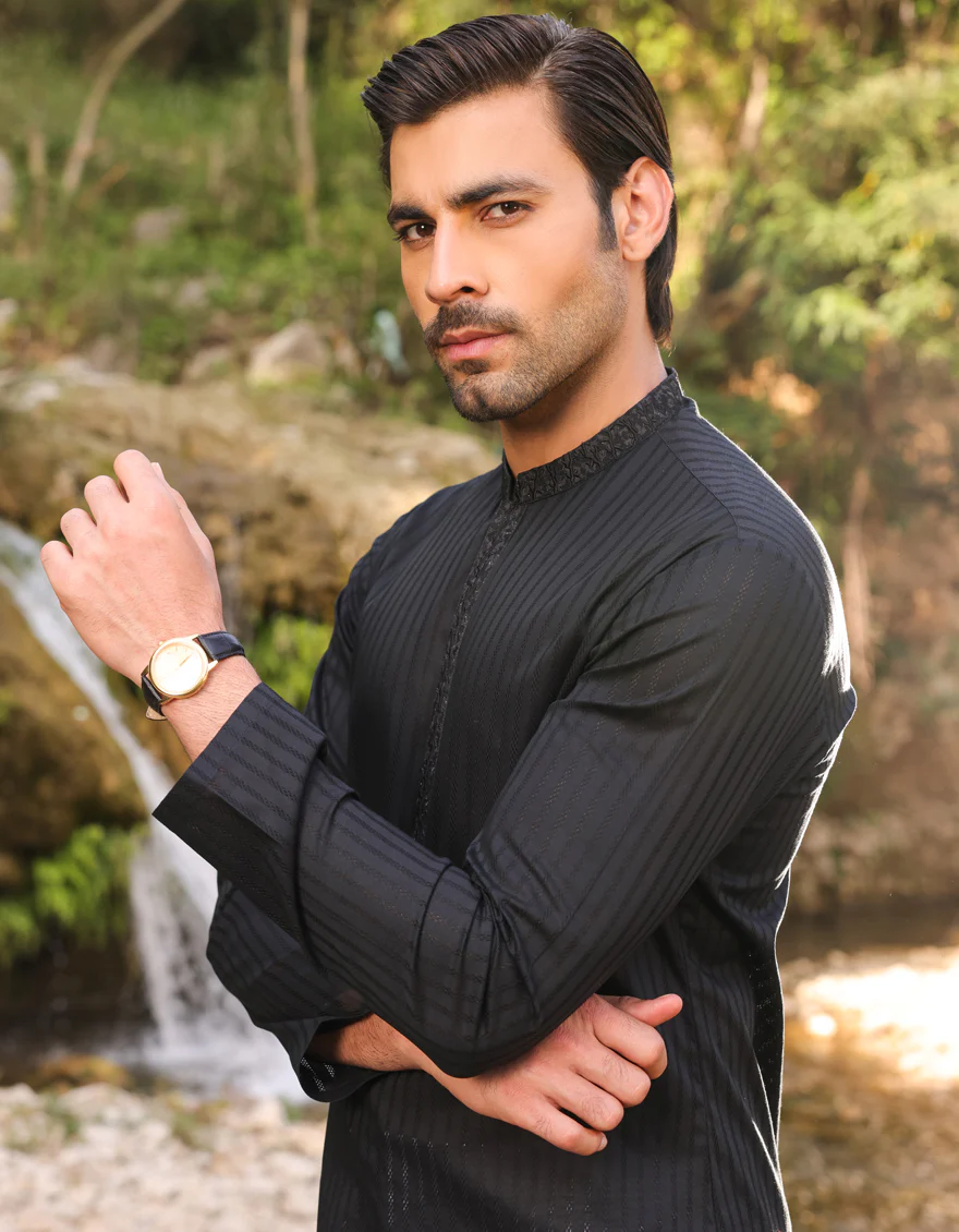 BLACK COTTON KURTA | JJK-S-US-32754/S23/JJ8898-SF - Image 4