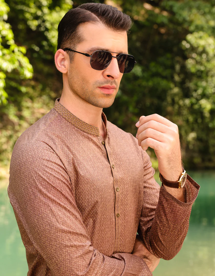 BROWN COTTON KURTA | JJK-S-US-32781/S23/JJ8771-SF - Image 2