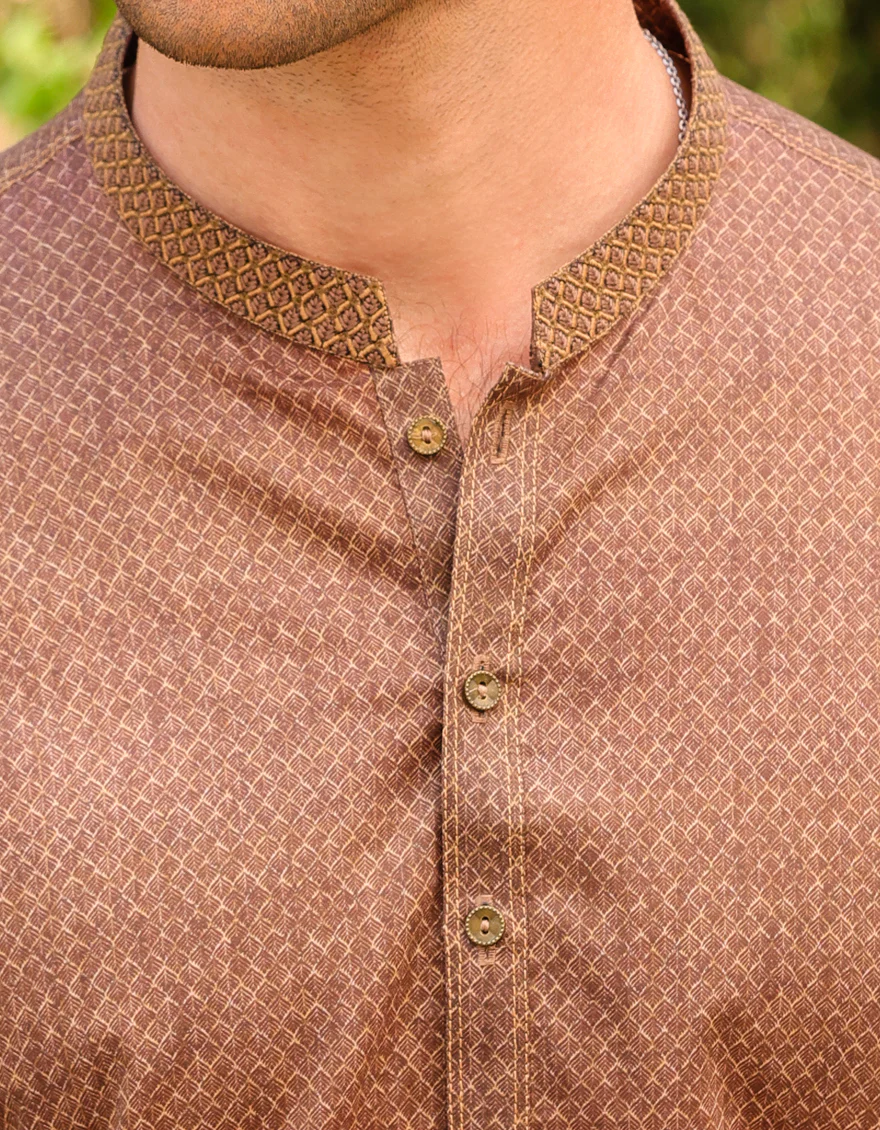 BROWN COTTON KURTA | JJK-S-US-32781/S23/JJ8771-SF - Image 3