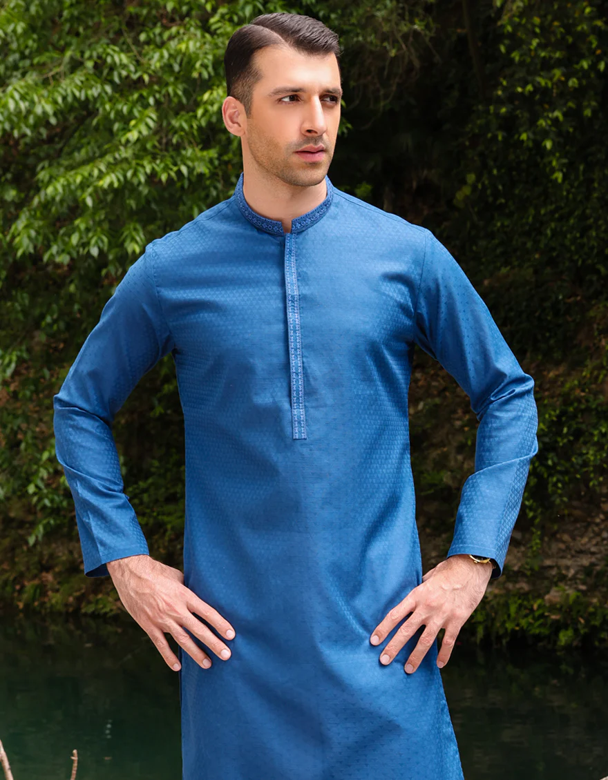TEAL COTTON KURTA | JJK-S-US-32803/S23/JJ9071-SF - Image 2