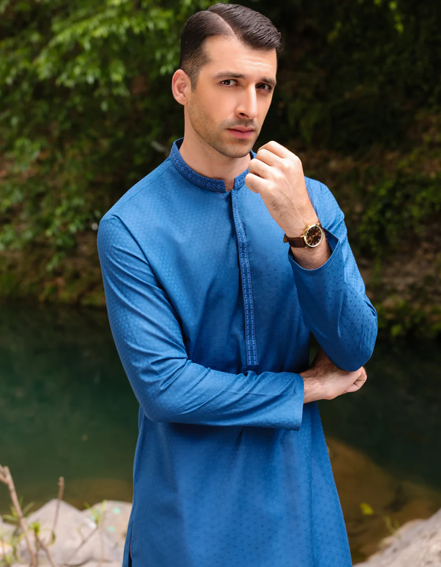 TEAL COTTON KURTA | JJK-S-US-32803/S23/JJ9071-SF - Image 4