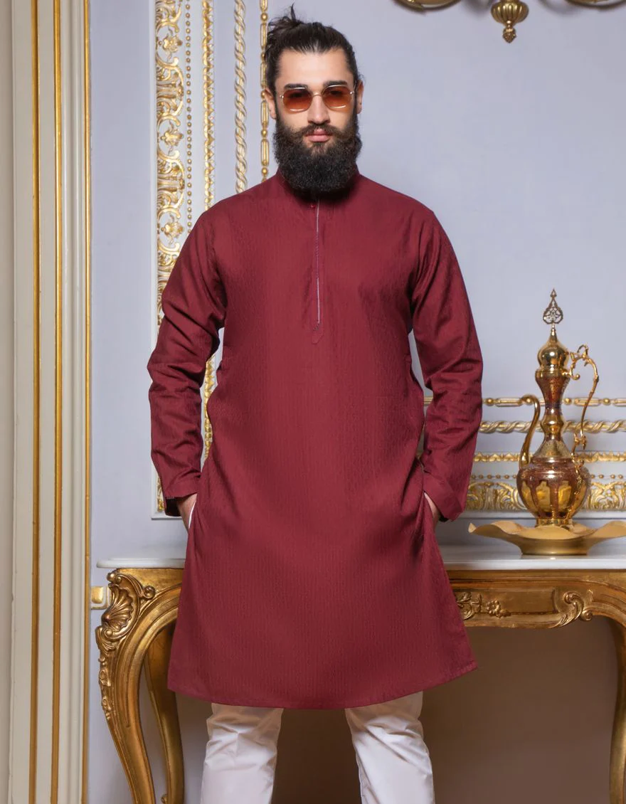 MAROON KURTA | JJK-S-US-34052/S21/JJ7031 - Image 2