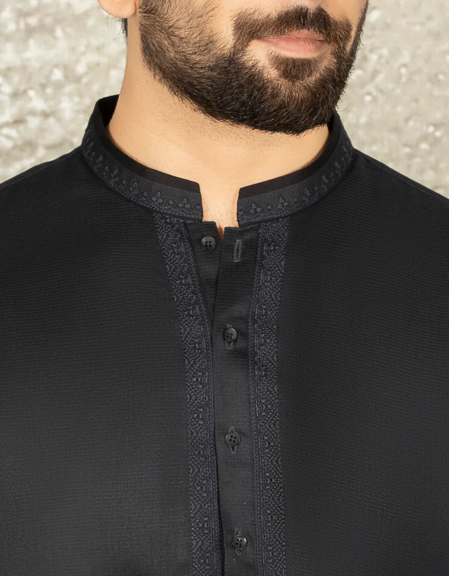 CHARCOAL GREY BLENDED KURTA | JJK-S-US-34151/S22/JJ8129-SF - Image 2