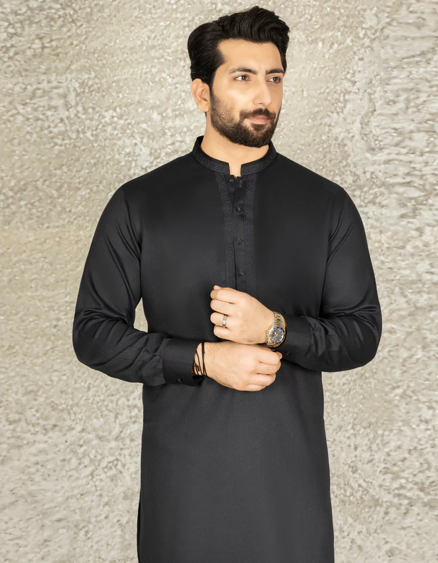 CHARCOAL GREY BLENDED KURTA | JJK-S-US-34151/S22/JJ8129-SF - Image 3