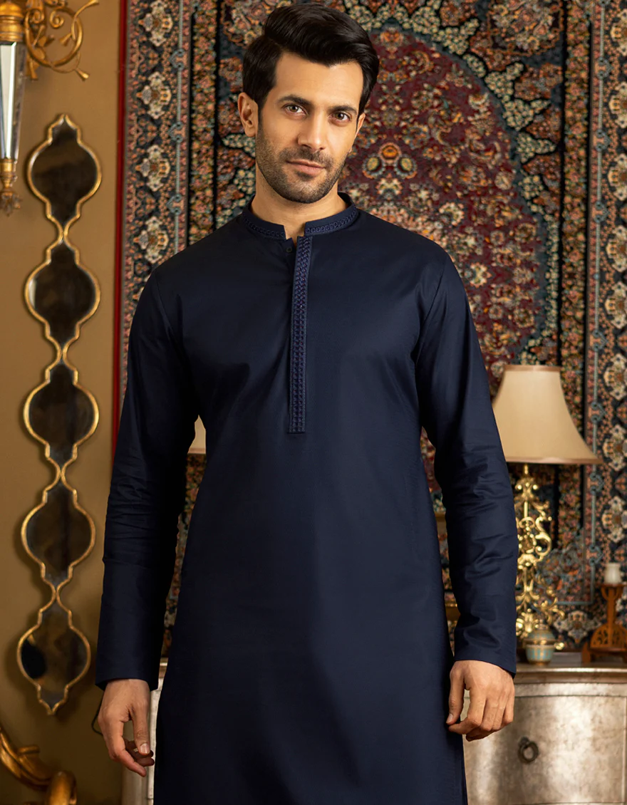 NAVY BLUE COTTON KURTA | JJK-S-US-34152/S22/JJ7659-SF - Image 2