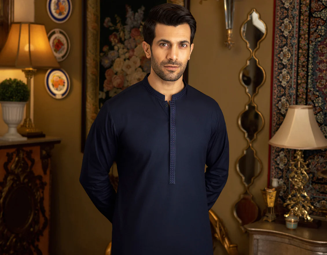 NAVY BLUE COTTON KURTA | JJK-S-US-34152/S22/JJ7659-SF - Image 4