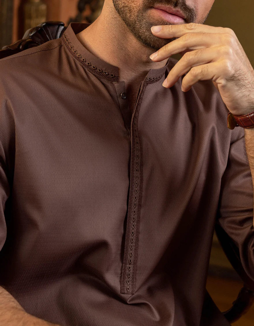 BROWN COTTON KURTA | JJK-S-US-34153/S22/JJ7659-SF - Image 2