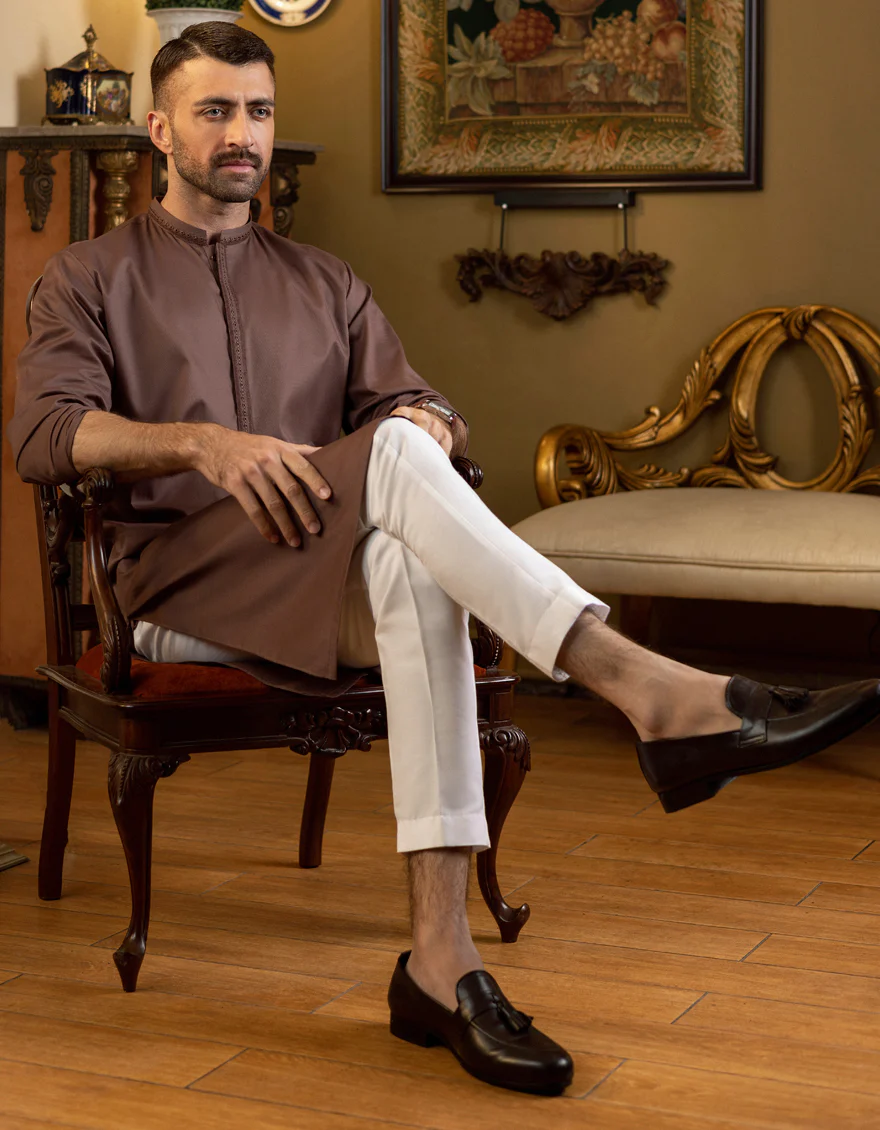 BROWN COTTON KURTA | JJK-S-US-34153/S22/JJ7659-SF - Image 5