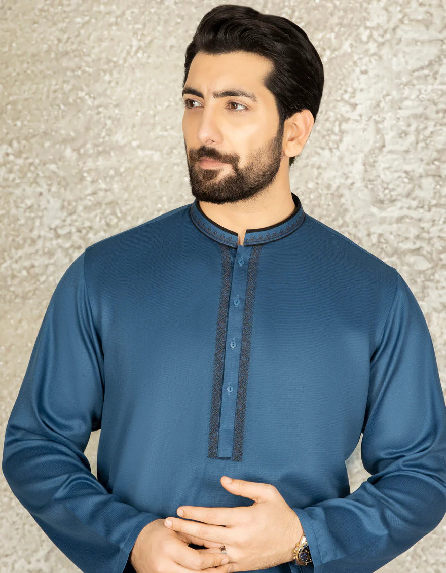 PERSIAN BLUE BLENDED KURTA | JJK-S-US-34154/S22/JJ8129-SF - Image 2
